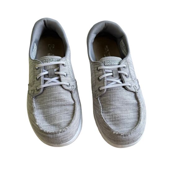 Skechers Go Walk Lite Isla Boat Shoe Women’s Size 6 Gray Jersey Knit - Picture 1 of 8